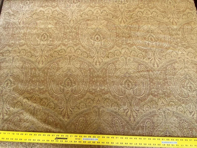 IMG_5315 Scalamandre Asha Topaz MSRP USD 256/Y Woven Turkish Paisley Chenille Gold Paisley