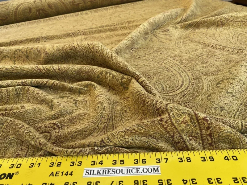 IMG_5319 Scalamandre Asha Topaz MSRP USD 256/Y Woven Turkish Paisley Chenille Gold Paisley