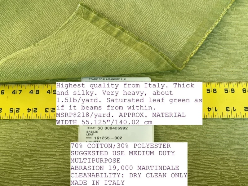 IMG_5352 Scalamandre Breeze Leaf Green Heavy Texture MSRP USD 218/Y