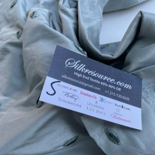 IMG_5769 10 Boxs Scalamandre Blue Bean Silk With Chenille Embroidery 1yard+