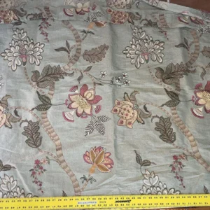 IMG_5777 Scalamandre Shelton Garden In Oyster Spring Tulip Peony Hyacinths Lilac Flowers Linen Print Grey Watkins MSRP USD 440/yard Old World Weavers