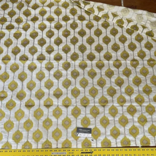 IMG_5800 10 Boxv Scalamandre Square Showroom Sample 1.1 Yard Yellow Peacock Embroidery