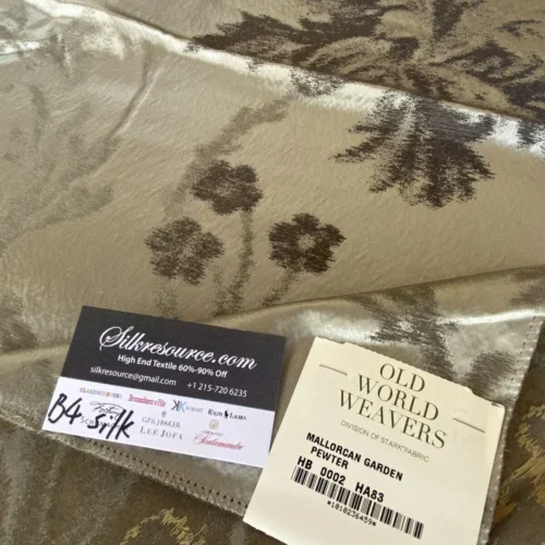 IMG_6119 4 Berkbox4 Scalamandre Silk Square 1.2 Yard 25"wide Mallorca Garden Pewter