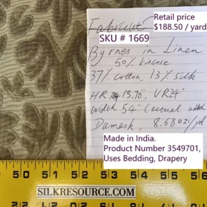 IMG_6289 Fabricut Byrnes In Linen Beige Silk Cotton Lampas Renaissance Damask MSRP USD 188.50/Y