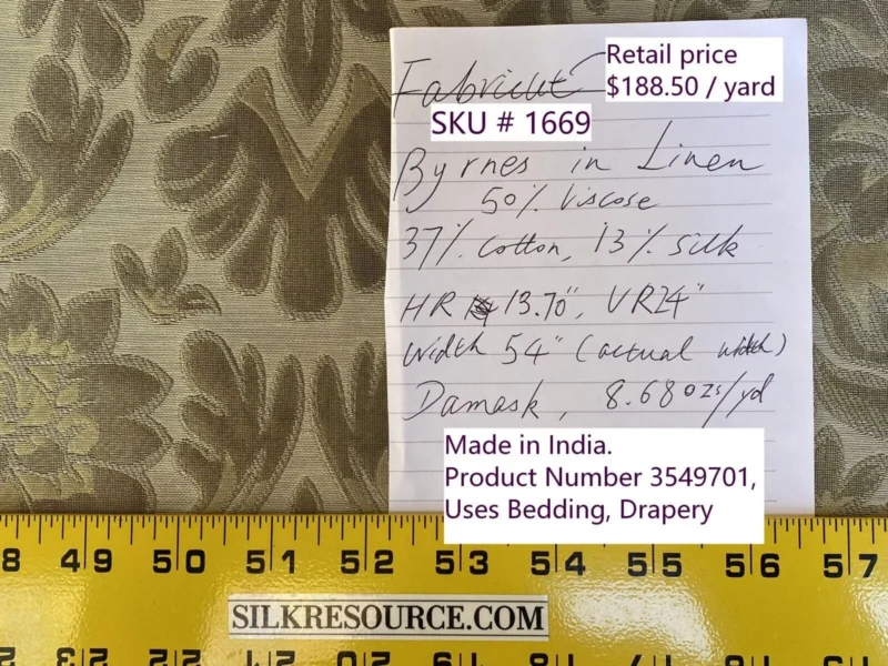 IMG_6289 Fabricut Byrnes In Linen Beige Silk Cotton Lampas Renaissance Damask MSRP USD 188.50/Y