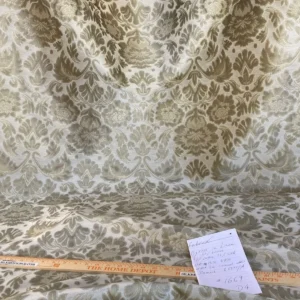 IMG_6296 Fabricut Byrnes In Linen Beige Silk Cotton Lampas Renaissance Damask MSRP USD 188.50/Y