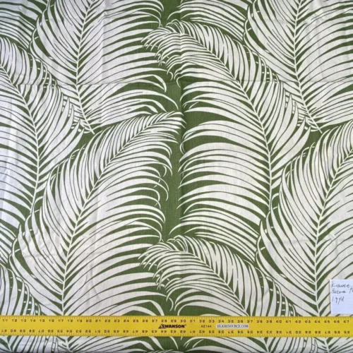 IMG_6417 1.9yds Kravet Barclay Butera Bacularia Palms Tropical Foliage Green White Linen MSRP USD 129/Y