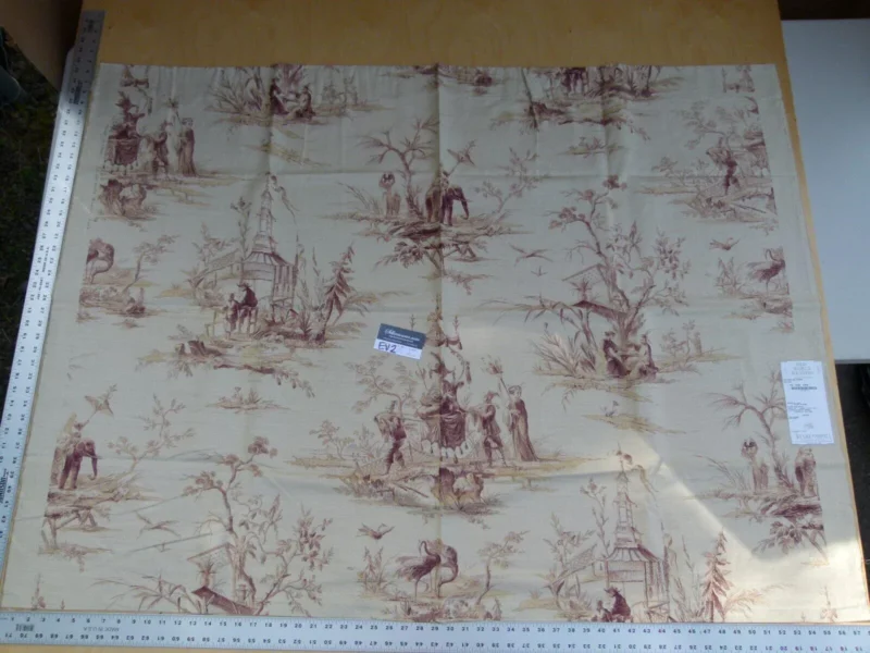 P1050702 17 Ev2 1.2y Scalamandre Voyage En Chine Mauve Dark Purple Red Chinoiserie Print MSRP USD 388/y