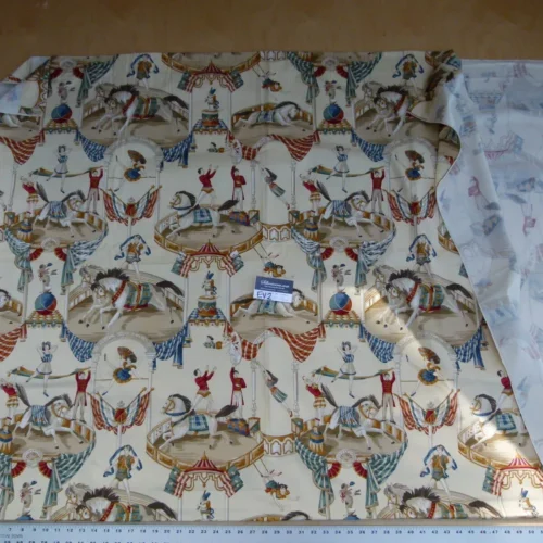 P1050704 18 Ev2 2.4y Scalamandre Juggler Ivory Cotton Circus Print