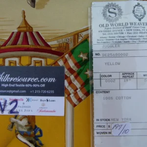 P1050707 19 Ev2 1.2y Scalamandre Juggler Yellow Cotton Circus Print