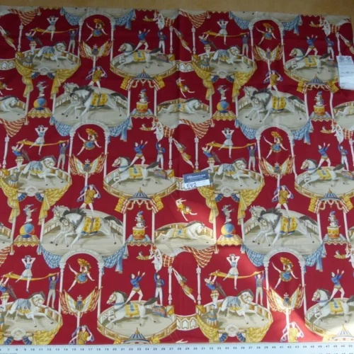 P1050708 20 Ev2 1.2y Scalamandre Juggler Red Cotton Circus Print