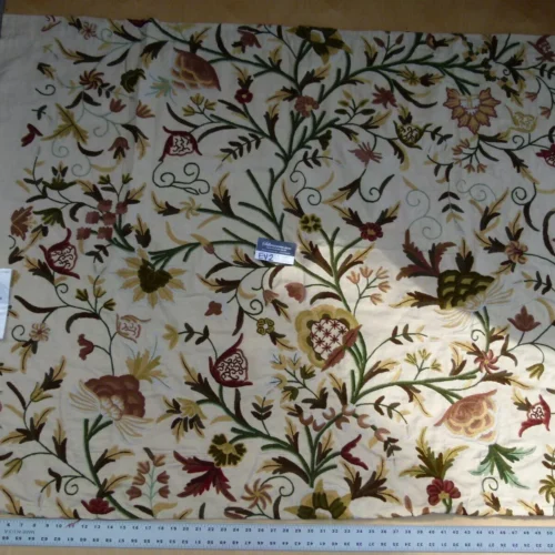 P1050710 21 Ev2 1.2y Scalamandre Floribunda Pastel Green Brown Cotton Wool Embroidery MSRP USD 400+/Y