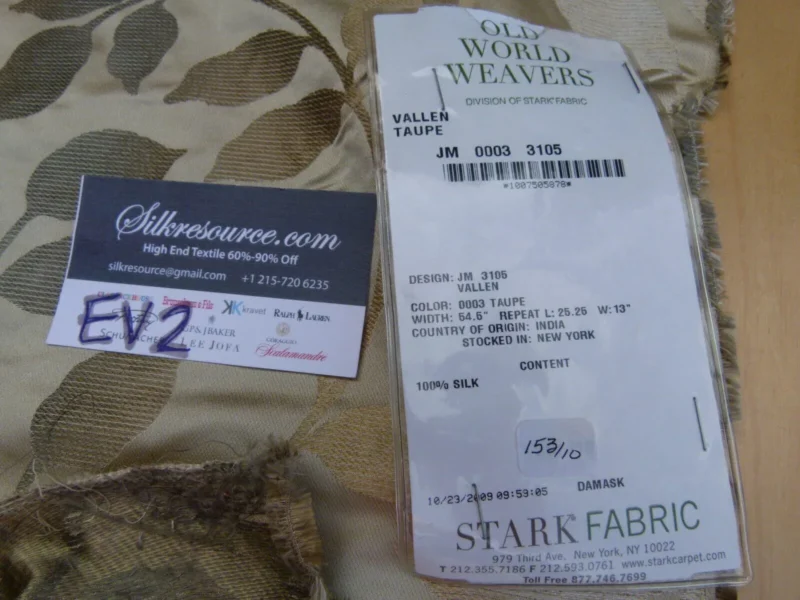 P1050744 31 Ev2 1.3y Scalamandre Vallen Taupe Tan Grey Silk Leaf Woven