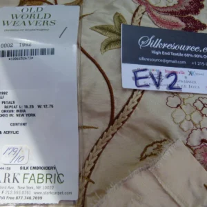 P1050771 45 Ev2 1.2y Scalamandre Mitali Petals Pink On Cream Embroidery Silk Taffetta MSRP USD 348/Y