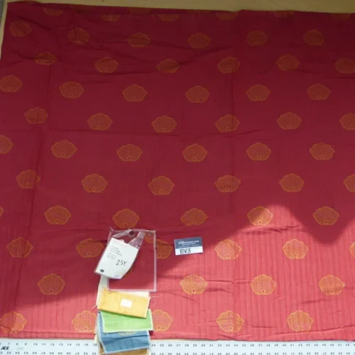 P1060302 9 Ev3 2.5y Scalamandre Colony Fan Faliero Red Gold Silk Linen Damask MSRP USD 300/Y