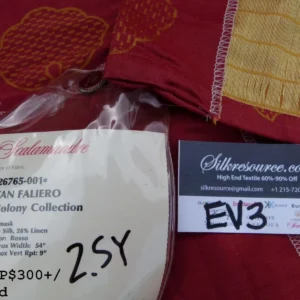 P1060303 9 Ev3 2.5y Scalamandre Colony Fan Faliero Red Gold Silk Linen Damask MSRP USD 300/Y
