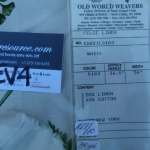 P1060322 2 Ev4 Scalamandre 1.3y Felce Cotton Linen White Fern Turtle MSRP USD 276/Y