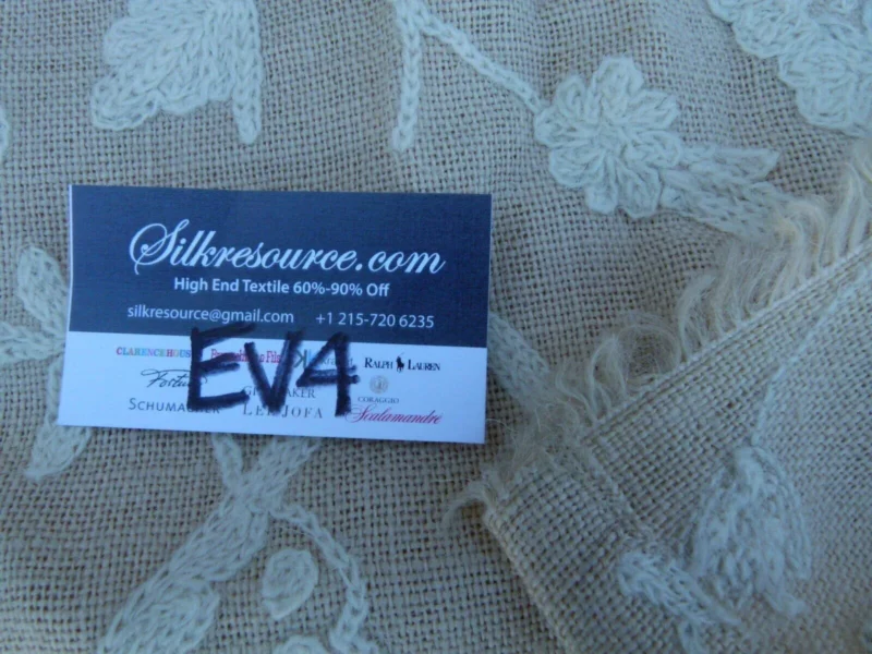 P1060338 10 Ev4 Scalamandre 44"x44"crewel Balik Embroidery White On Natural MSRP USD 304/Y