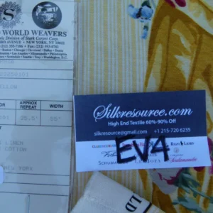 P1060351 Scalamandre Sophia Yellow Floral Garland Stripe Linen Cotton - 46 Inches x 57"w