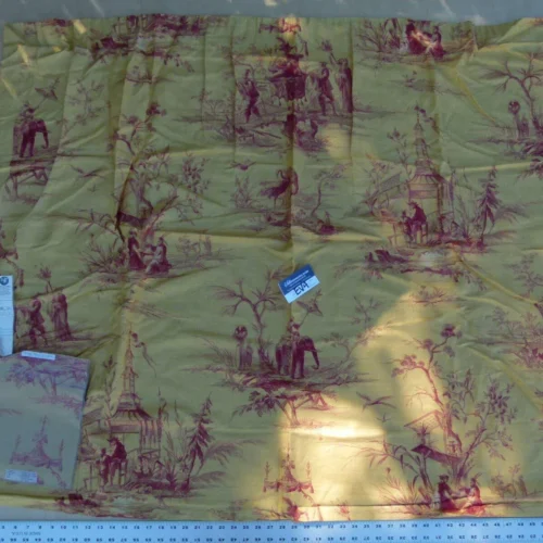 29 Ev4 1.2y Scalamandre Voyage En Chine Yellow Red Chinoiserie Print MSRP USD 388/y