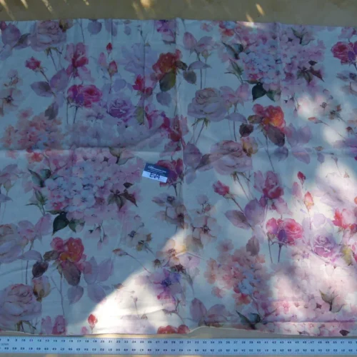 P1060395 35 Ev4 Scalamandre 1.2y Bermuda Rose Tea Rose Pink Off White Floral Linen Print