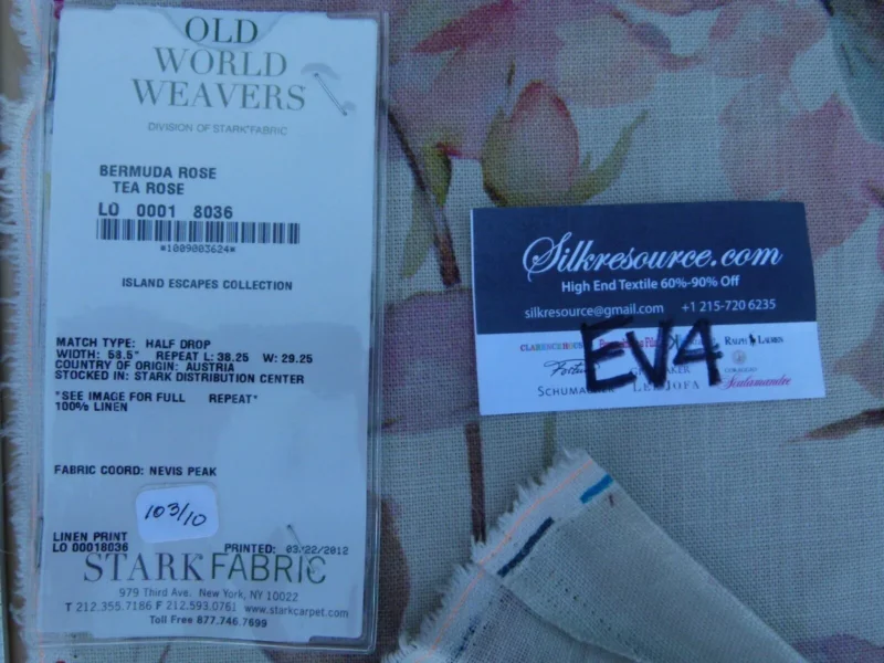 P1060396 35 Ev4 Scalamandre 1.2y Bermuda Rose Tea Rose Pink Off White Floral Linen Print