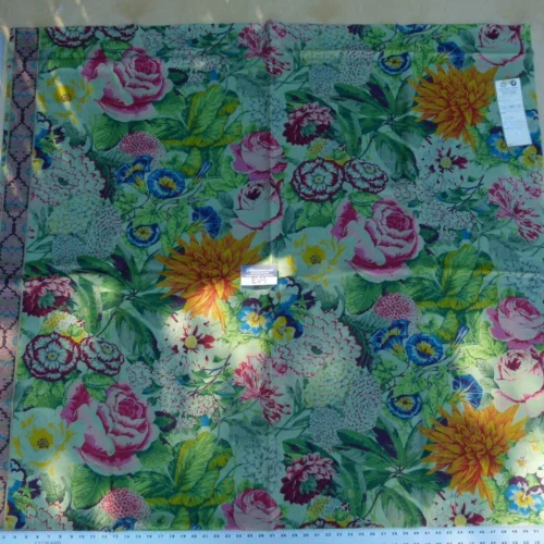 P1060415 45 Ev4 1.2y Scalamandre Peonia Perroni Multi Green Vibrant Flowers Linen Cotton Print