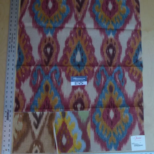 P1060512 21 Ev5 36"x28" Scalamandre Showroom Square Bhutan Ikat Suzani Red/blue/multi Heavy Cotton MSRP USD 280/Y (copy)