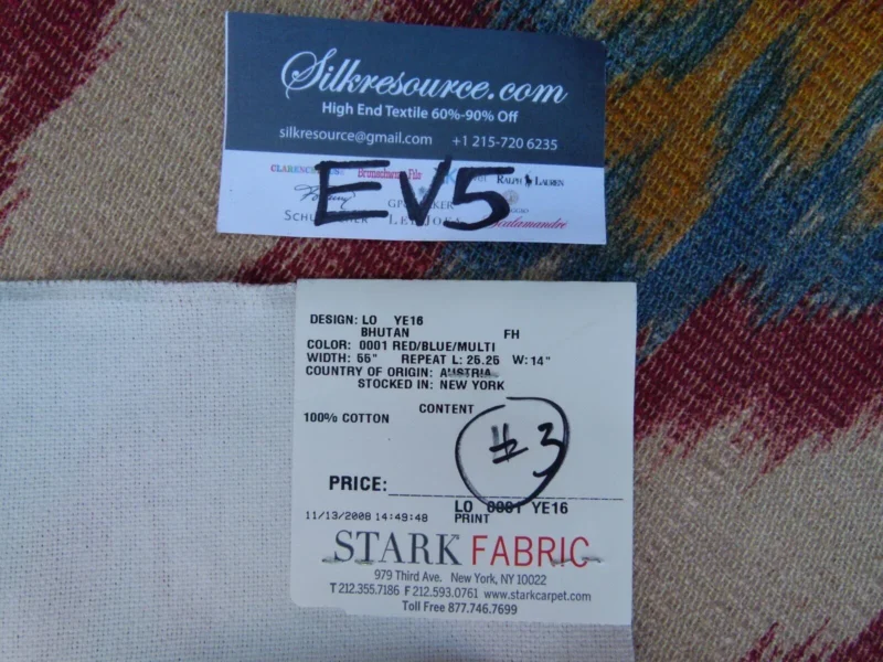 22 Ev5 36"x28" Scalamandre Showroom Square Bhutan Ikat Suzani Red/blue/multi Heavy Cotton MSRP USD 280/Y