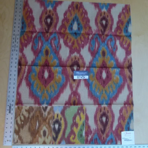 24 Ev5 35"x28" Scalamandre Showroom Square Bhutan Ikat Suzani Red/blue/multi Heavy Cotton MSRP USD 280/Y