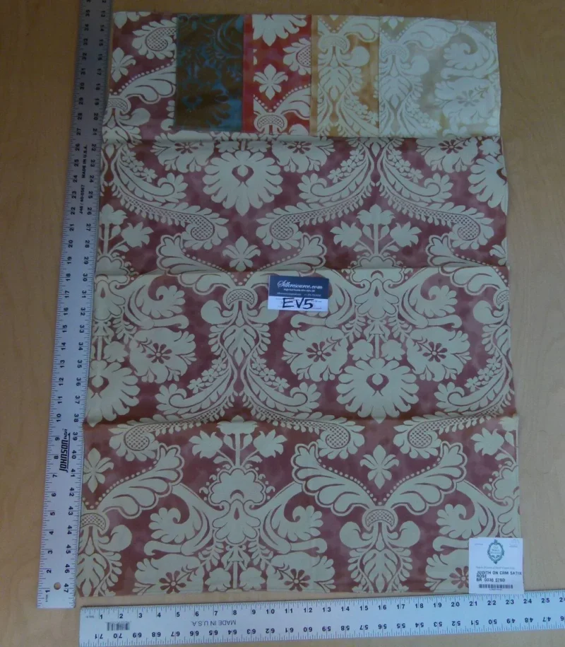 31 Ev5 35"x24"scalamandre Showroom Sample Judith On Cream Satin Rose Cotton Print MSRP USD 314/Y