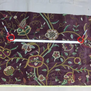 P1090964 (2) 1 Yard Old World Weavers Wool Crewel Velvet Multi On Brown MSRP USD 568 (minor Defect)