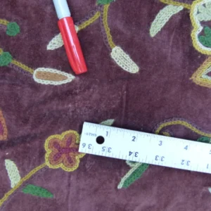 P1090966 1 Yard Old World Weavers Wool Crewel Velvet Multi On Brown MSRP USD 568 (minor Defect)