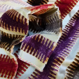 P1100018 2.4y Scalamandre Colony Indianapolis Silk Velvet Cut Velvet Burnt Raspberry Red Purple Brown Chocolate MSRP USD 830/Y!#1