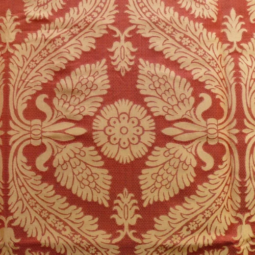 P1470174 Coraggio Textile Silk and Cotton Heavy Brocade Renaissance Artichoke Crimson Red and Gold 3 yards