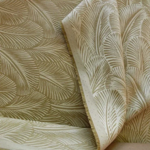 P1660848 Scalamandre Feather Leaf Greige Reversible Grey Beige Animal Bird Foliage Cotton Damask MSRP USD 200/yard
