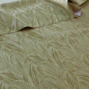 P1660850 Scalamandre Feather Leaf Greige Reversible Grey Beige Animal Bird Foliage Cotton Damask MSRP USD 200/yard