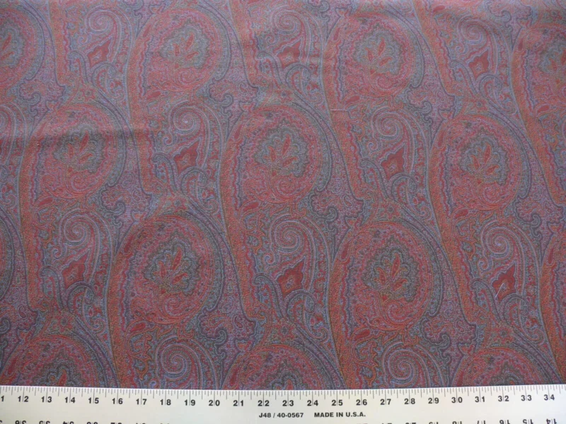 P1660866 Clarence House Arnica Etro Blue Red Woven Intricate Paisley Cotton Blend MSRP USD 300+/yard