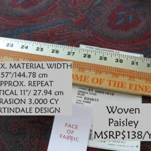 P1660870 Clarence House Arnica Etro Blue Red Woven Intricate Paisley Cotton Blend MSRP USD 300+/yard