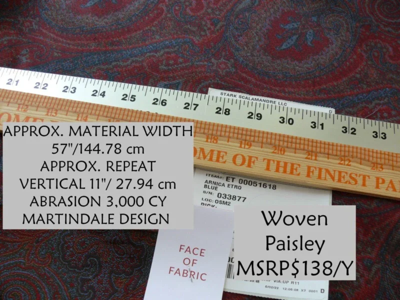 P1660870 Clarence House Arnica Etro Blue Red Woven Intricate Paisley Cotton Blend MSRP USD 300+/yard