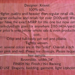 s-l1600 - 2022-09-13T110158.929edit By Yd Kravet 100% Silk Yarn Dyed Dupioni Rich Raspberry Pink Red Strie Reversible MSRP USD 120+ (a35)