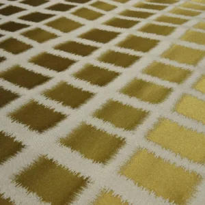 By Yard Scalamandre Palladium Fonthill Modern Silk Lampas Gold Leaf Green Mid Century MSRP USD 196