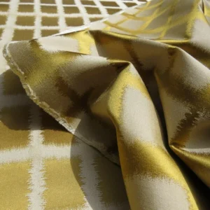 By Yard Scalamandre Palladium Fonthill Modern Silk Lampas Gold Leaf Green Mid Century MSRP USD 196