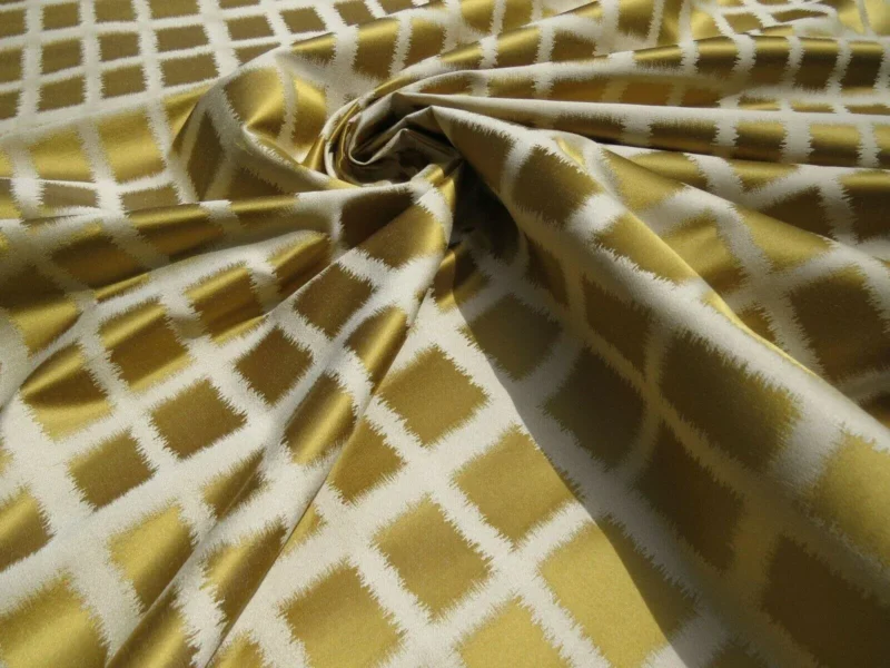 By Yard Scalamandre Palladium Fonthill Modern Silk Lampas Gold Leaf Green Mid Century MSRP USD 196