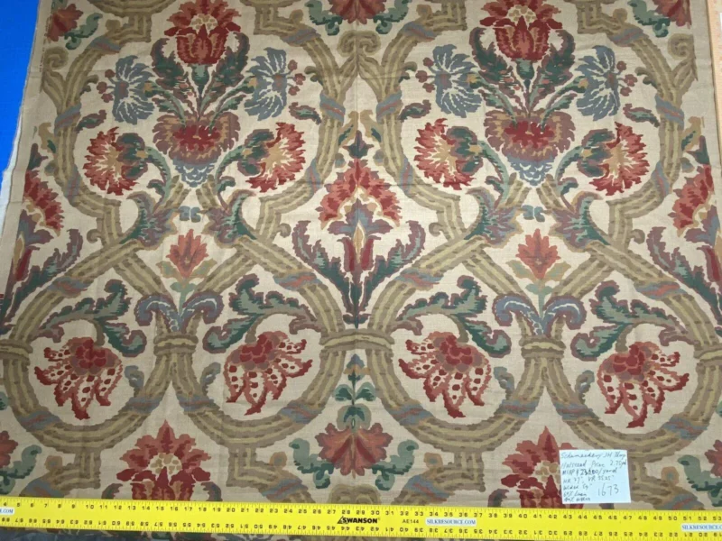 IMG_6559 2.75yds Schumacher Jh Thorp Halstead In Sand Linen Print  Fabric MSRP USD 236/yard