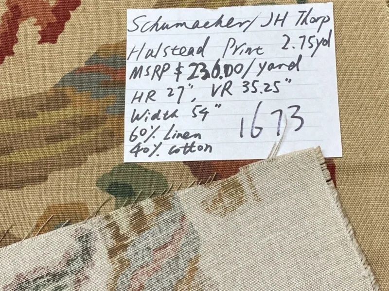 IMG_6560 2.75yds Schumacher Jh Thorp Halstead In Sand Linen Print  Fabric MSRP USD 236/yard