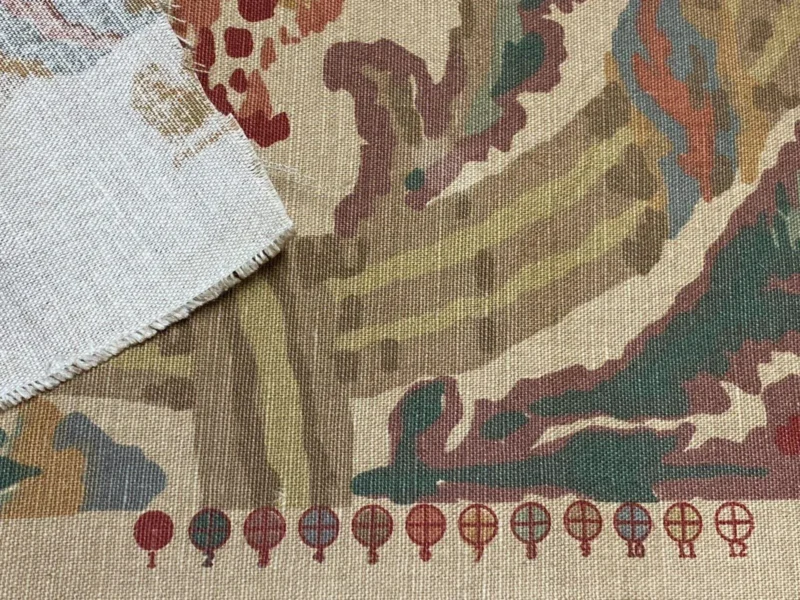IMG_6561 2.75yds Schumacher Jh Thorp Halstead In Sand Linen Print  Fabric MSRP USD 236/yard