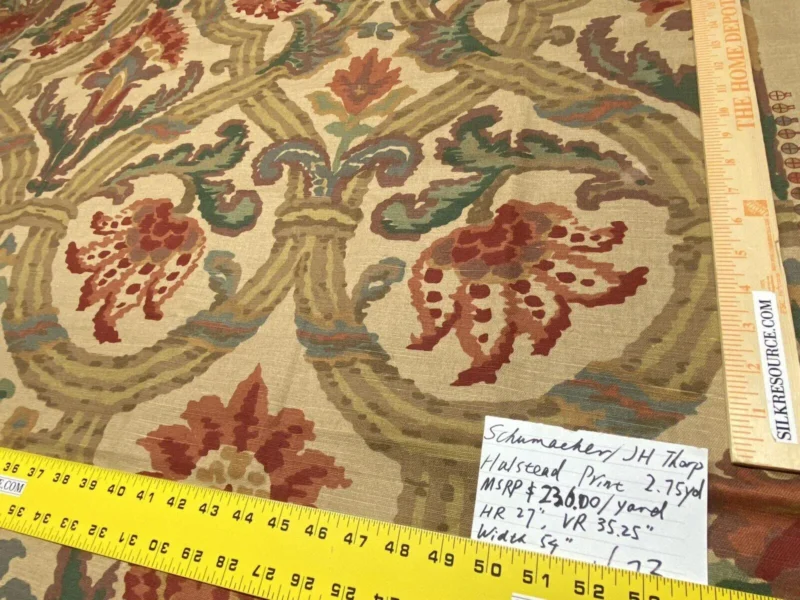 IMG_6564 2.75yds Schumacher Jh Thorp Halstead In Sand Linen Print  Fabric MSRP USD 236/yard