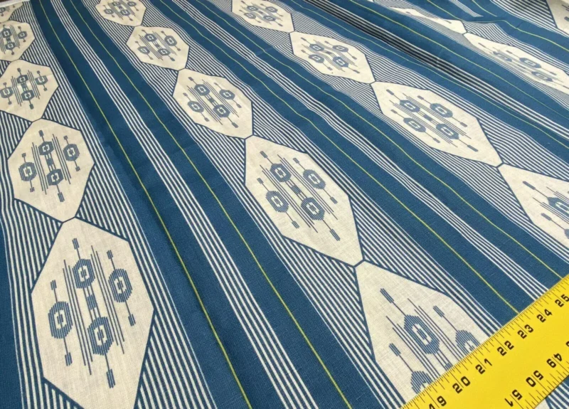 IMG_6574 4yds Vervain Esperance Ikat Linen Fabric In Teal Blue 100% Linen MSRP USD 116/Y