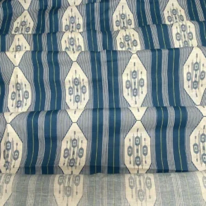 IMG_6575 4yds Vervain Esperance Ikat Linen Fabric In Teal Blue 100% Linen MSRP USD 116/Y